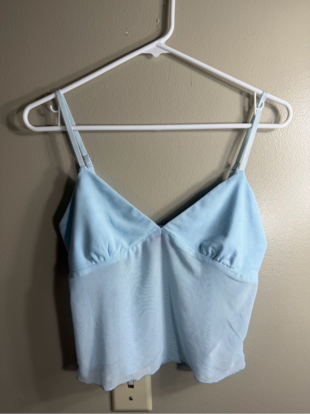 Edikted Baby Blue Sheer Mesh Y2K Cami Crop Top S